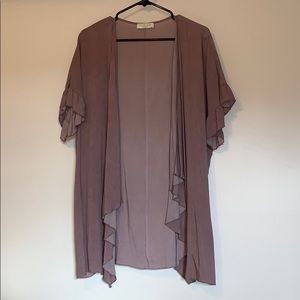 2 for 15! Mauve Ruffle Open Front Cardigan